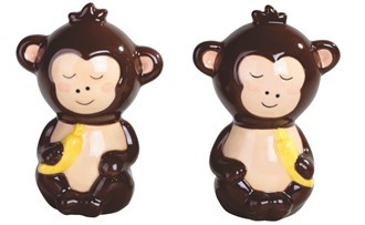 Monkey with Banana 65055 Ceramic Salt and Pepper Shaker Set 3" H